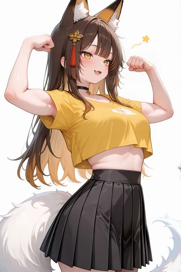Lumina, the anime fox girl is flexing her muscles.